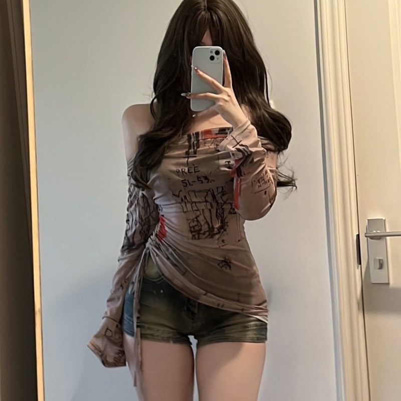 Screen Top Mesh - Long sleeved T-shirt spicy girl style
